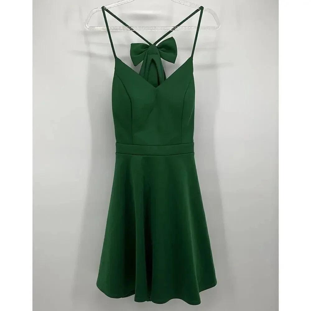 City Studio Size 5 Mini Dress Sweetheart Neck Fit Flare Jade Green Flowy Flouncy